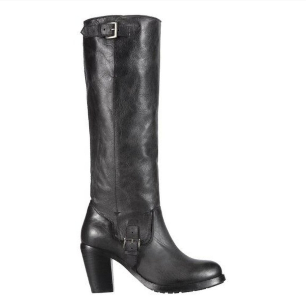 Ariat Gold Coast Scrunch Tall Slip On Block Heel Black Leather Riding Boots. 9B